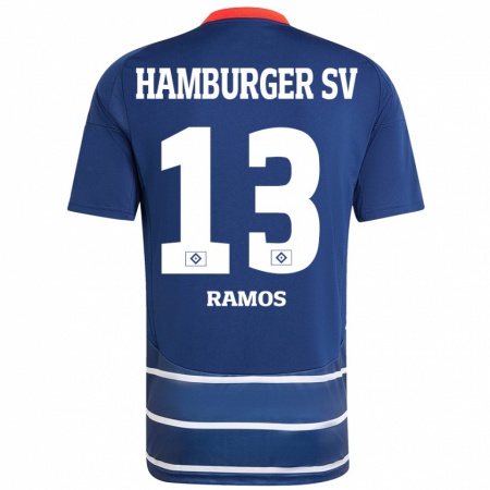 Kandiny Femme Maillot Guilherme Ramos #13 Bleu Foncé Tenues Extérieur 2024/25 T-Shirt