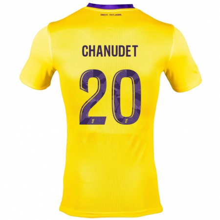 Kandiny Femme Maillot Coralie Chanudet #20 Jaune Violet Tenues Extérieur 2024/25 T-Shirt