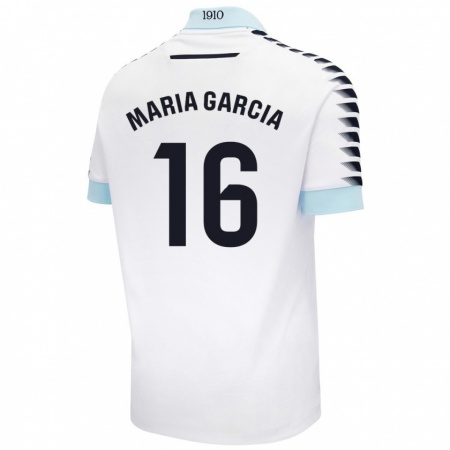 Kandiny Femme Maillot Maria García Fernández #16 Blanc Bleu Tenues Extérieur 2024/25 T-Shirt