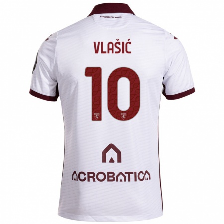 Kandiny Femme Maillot Nikola Vlašić #10 Blanc Marron Tenues Extérieur 2024/25 T-Shirt