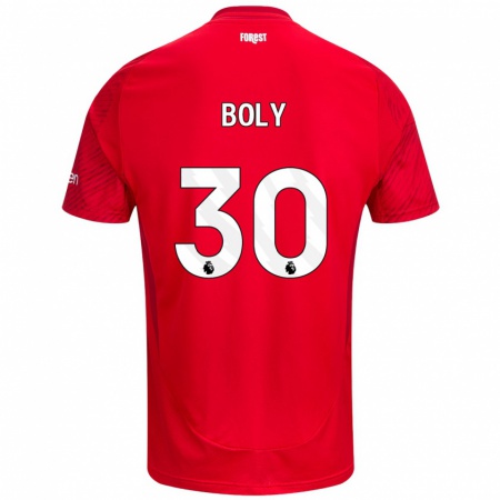 Kandiny Enfant Maillot Willy Boly #30 Rouge Blanc Tenues Domicile 2024/25 T-Shirt