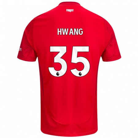 Kandiny Enfant Maillot Ui-Jo Hwang #35 Rouge Blanc Tenues Domicile 2024/25 T-Shirt