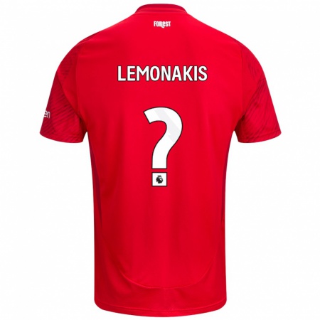 Kandiny Enfant Maillot Georgios Lemonakis #0 Rouge Blanc Tenues Domicile 2024/25 T-Shirt