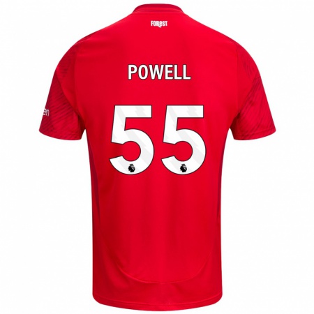 Kandiny Enfant Maillot Josh Powell #55 Rouge Blanc Tenues Domicile 2024/25 T-Shirt