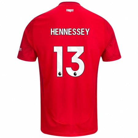 Kandiny Enfant Maillot Wayne Hennessey #13 Rouge Blanc Tenues Domicile 2024/25 T-Shirt