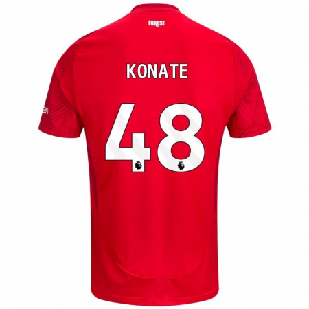 Kandiny Enfant Maillot Ateef Konaté #48 Rouge Blanc Tenues Domicile 2024/25 T-Shirt