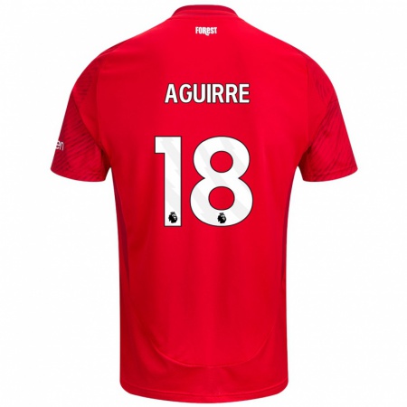 Kandiny Enfant Maillot Aja Aguirre #18 Rouge Blanc Tenues Domicile 2024/25 T-Shirt