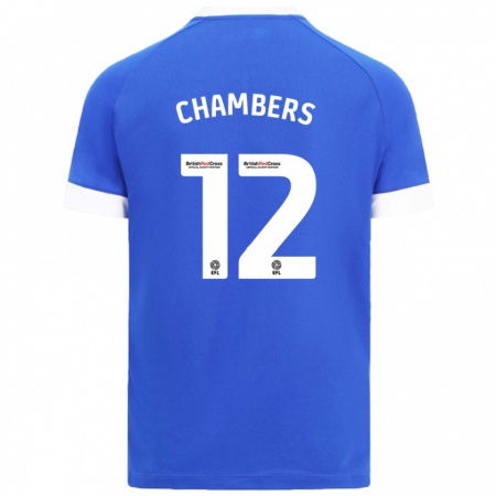 Kandiny Enfant Maillot Calum Chambers #12 Bleu Ciel Tenues Domicile 2024/25 T-Shirt