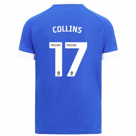 Kandiny Enfant Maillot Jamilu Collins #17 Bleu Ciel Tenues Domicile 2024/25 T-Shirt