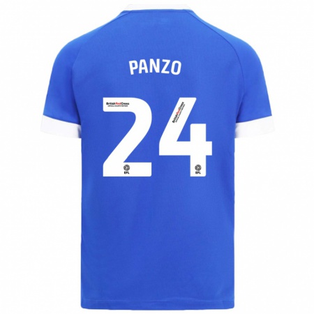 Kandiny Enfant Maillot Jonathan Panzo #24 Bleu Ciel Tenues Domicile 2024/25 T-Shirt