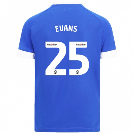 Kandiny Enfant Maillot Kieron Evans #25 Bleu Ciel Tenues Domicile 2024/25 T-Shirt