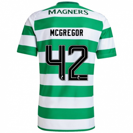 Kandiny Enfant Maillot Callum Mcgregor #42 Vert Blanc Tenues Domicile 2024/25 T-Shirt