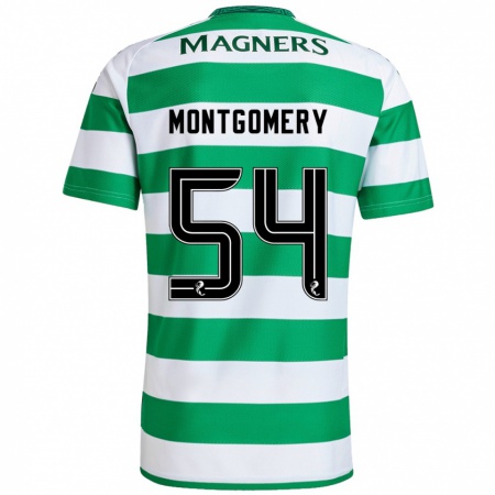 Kandiny Enfant Maillot Adam Montgomery #54 Vert Blanc Tenues Domicile 2024/25 T-Shirt