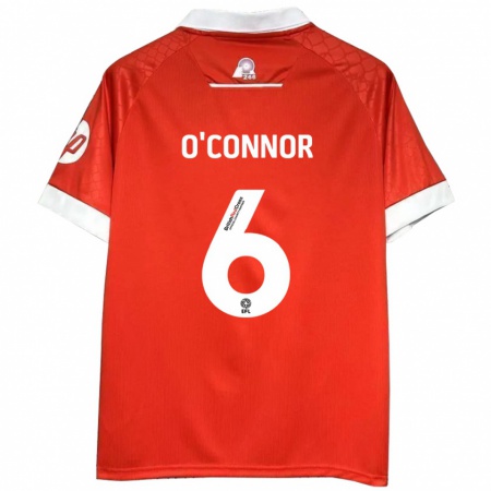 Kandiny Enfant Maillot Thomas O'connor #6 Rouge Blanc Tenues Domicile 2024/25 T-Shirt