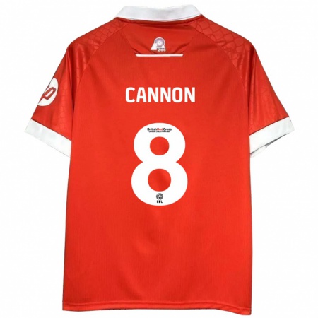 Kandiny Enfant Maillot Andy Cannon #8 Rouge Blanc Tenues Domicile 2024/25 T-Shirt