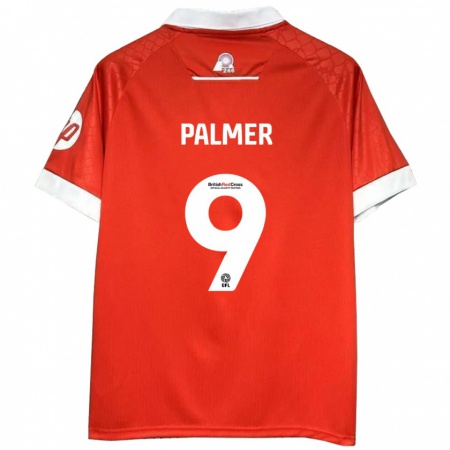 Kandiny Enfant Maillot Ollie Palmer #9 Rouge Blanc Tenues Domicile 2024/25 T-Shirt