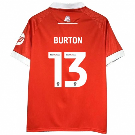 Kandiny Enfant Maillot Callum Burton #13 Rouge Blanc Tenues Domicile 2024/25 T-Shirt