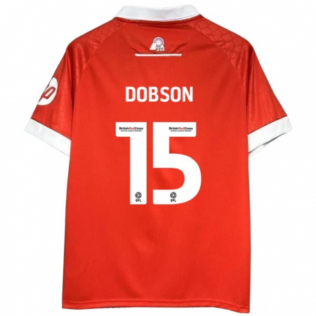 Kandiny Enfant Maillot George Dobson #15 Rouge Blanc Tenues Domicile 2024/25 T-Shirt