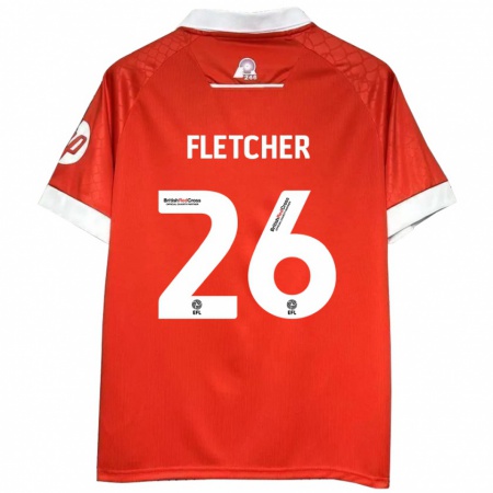 Kandiny Enfant Maillot Steven Fletcher #26 Rouge Blanc Tenues Domicile 2024/25 T-Shirt