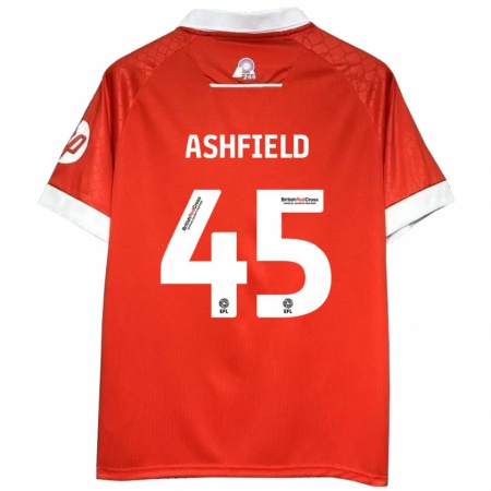 Kandiny Enfant Maillot Harry Ashfield #45 Rouge Blanc Tenues Domicile 2024/25 T-Shirt