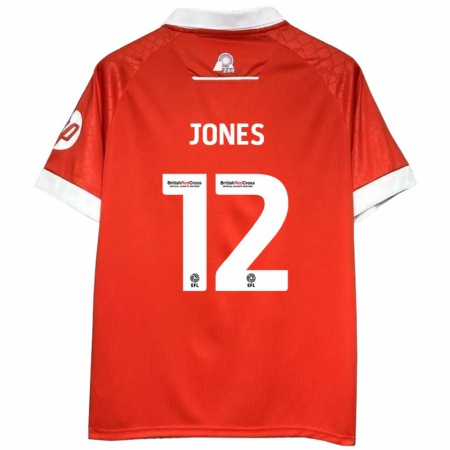 Kandiny Enfant Maillot Carra Jones #12 Rouge Blanc Tenues Domicile 2024/25 T-Shirt