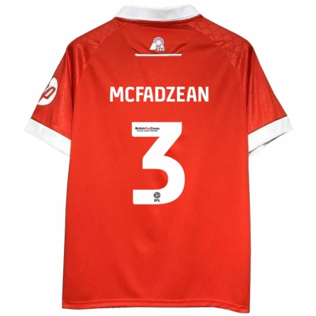 Kandiny Enfant Maillot Callum Mcfadzean #3 Rouge Blanc Tenues Domicile 2024/25 T-Shirt