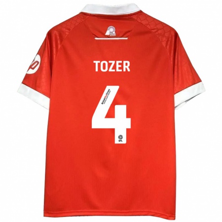 Kandiny Enfant Maillot Ben Tozer #4 Rouge Blanc Tenues Domicile 2024/25 T-Shirt