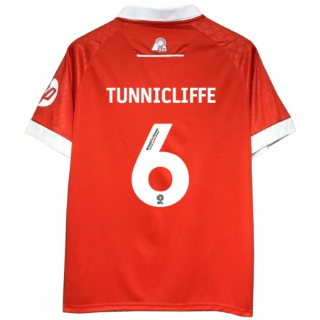 Kandiny Enfant Maillot Jordan Tunnicliffe #6 Rouge Blanc Tenues Domicile 2024/25 T-Shirt