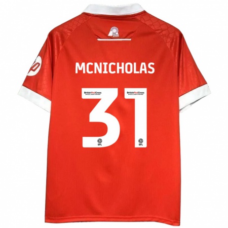 Kandiny Enfant Maillot Luke Mcnicholas #31 Rouge Blanc Tenues Domicile 2024/25 T-Shirt