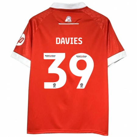 Kandiny Enfant Maillot Daniel Davies #39 Rouge Blanc Tenues Domicile 2024/25 T-Shirt