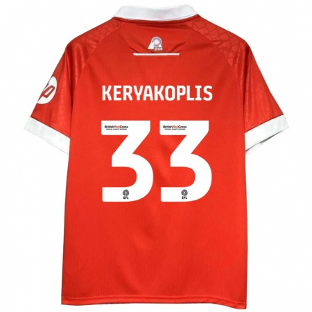 Kandiny Enfant Maillot Hannah Keryakoplis #33 Rouge Blanc Tenues Domicile 2024/25 T-Shirt