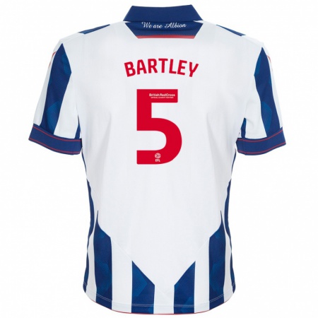 Kandiny Enfant Maillot Kyle Bartley #5 Blanc Bleu Foncé Tenues Domicile 2024/25 T-Shirt