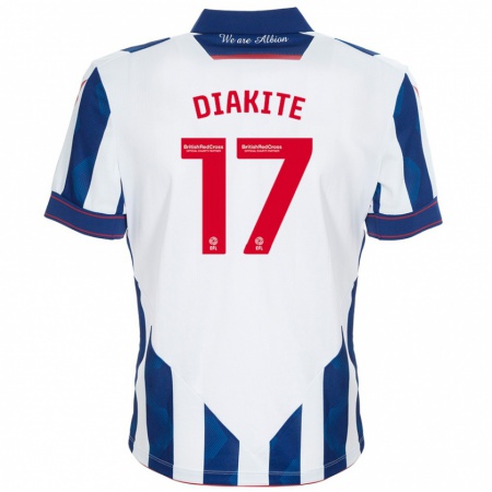 Kandiny Enfant Maillot Ousmane Diakité #17 Blanc Bleu Foncé Tenues Domicile 2024/25 T-Shirt