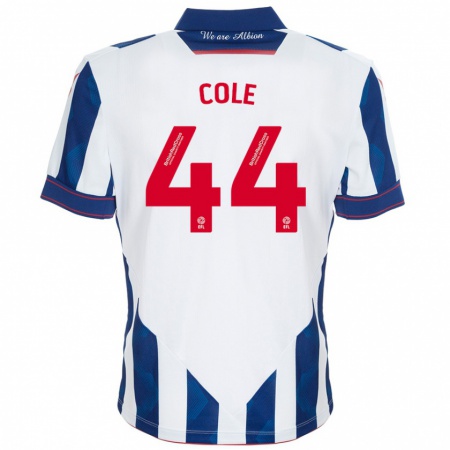 Kandiny Enfant Maillot Devante Cole #44 Blanc Bleu Foncé Tenues Domicile 2024/25 T-Shirt