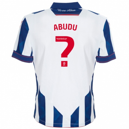 Kandiny Enfant Maillot Abdul Abudu #0 Blanc Bleu Foncé Tenues Domicile 2024/25 T-Shirt