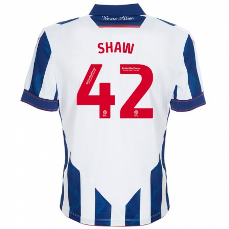 Kandiny Enfant Maillot Josh Shaw #42 Blanc Bleu Foncé Tenues Domicile 2024/25 T-Shirt