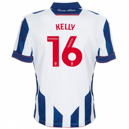 Kandiny Enfant Maillot Martin Kelly #16 Blanc Bleu Foncé Tenues Domicile 2024/25 T-Shirt