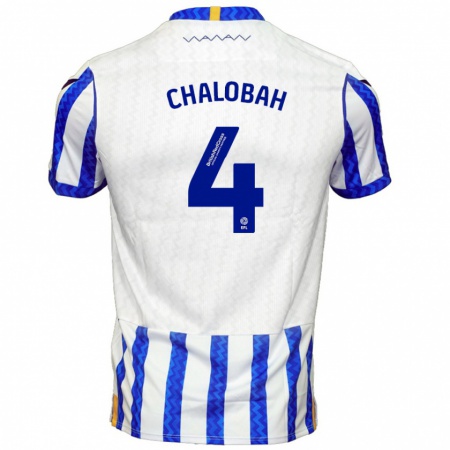 Kandiny Enfant Maillot Nathaniel Chalobah #4 Bleu Blanc Tenues Domicile 2024/25 T-Shirt