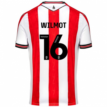 Kandiny Enfant Maillot Ben Wilmot #16 Rouge Blanc Tenues Domicile 2024/25 T-Shirt