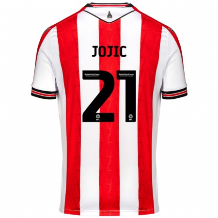 Kandiny Enfant Maillot Nikola Jojic #21 Rouge Blanc Tenues Domicile 2024/25 T-Shirt