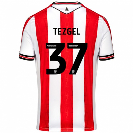 Kandiny Enfant Maillot Emre Tezgel #37 Rouge Blanc Tenues Domicile 2024/25 T-Shirt