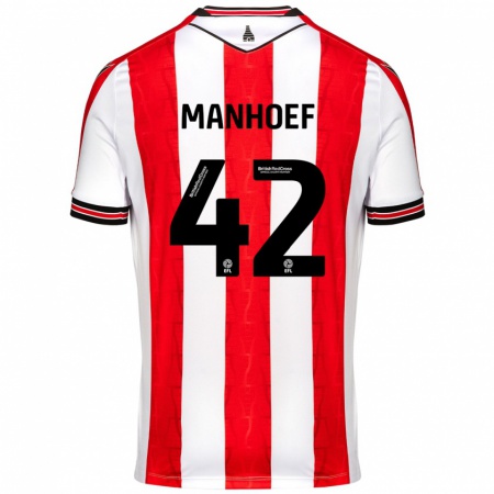 Kandiny Enfant Maillot Million Manhoef #42 Rouge Blanc Tenues Domicile 2024/25 T-Shirt