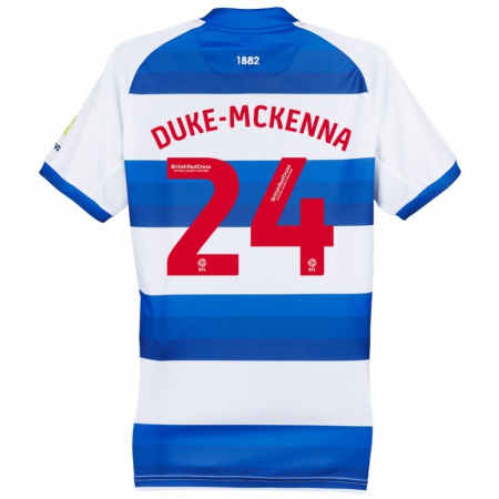 Kandiny Enfant Maillot Stephen Duke-Mckenna #24 Blanc Bleu Tenues Domicile 2024/25 T-Shirt