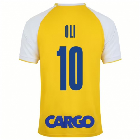 Kandiny Enfant Maillot Ido Oli #10 Jaune Blanc Tenues Domicile 2024/25 T-Shirt