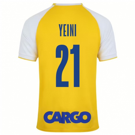 Kandiny Enfant Maillot Sheran Yeini #21 Jaune Blanc Tenues Domicile 2024/25 T-Shirt