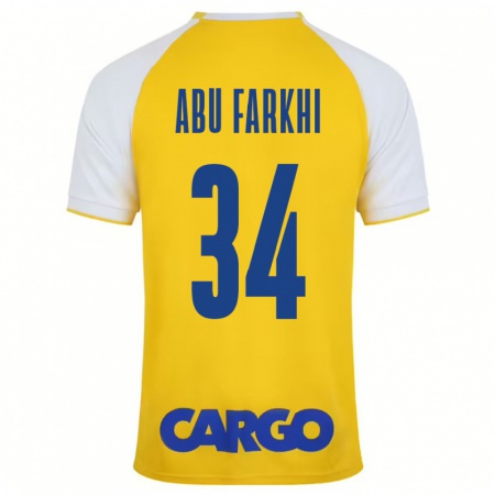 Kandiny Enfant Maillot Sayed Abu Farkhi #34 Jaune Blanc Tenues Domicile 2024/25 T-Shirt