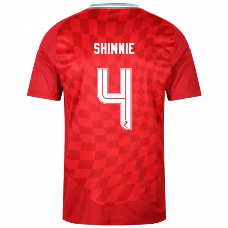 Kandiny Enfant Maillot Graeme Shinnie #4 Rouge Tenues Domicile 2024/25 T-Shirt