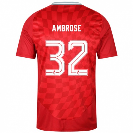 Kandiny Enfant Maillot Peter Ambrose #32 Rouge Tenues Domicile 2024/25 T-Shirt