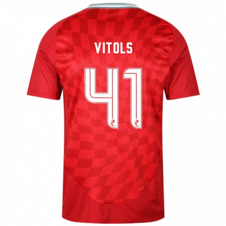 Kandiny Enfant Maillot Rodrigo Vitols #41 Rouge Tenues Domicile 2024/25 T-Shirt