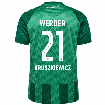 Kandiny Enfant Maillot Jakub Kruszkiewicz #21 Vert Tenues Domicile 2024/25 T-Shirt